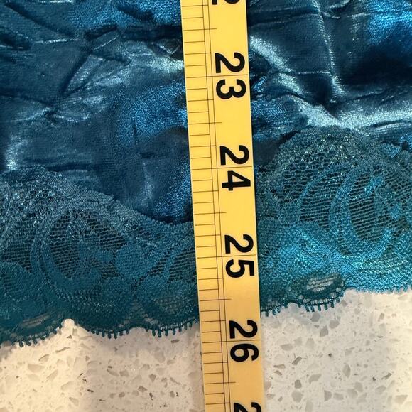 INC Crushed Velvet Teal Blue Lace Cami Slip Tank  M Y2K Lingeriecore Fall - Picture 7 of 8